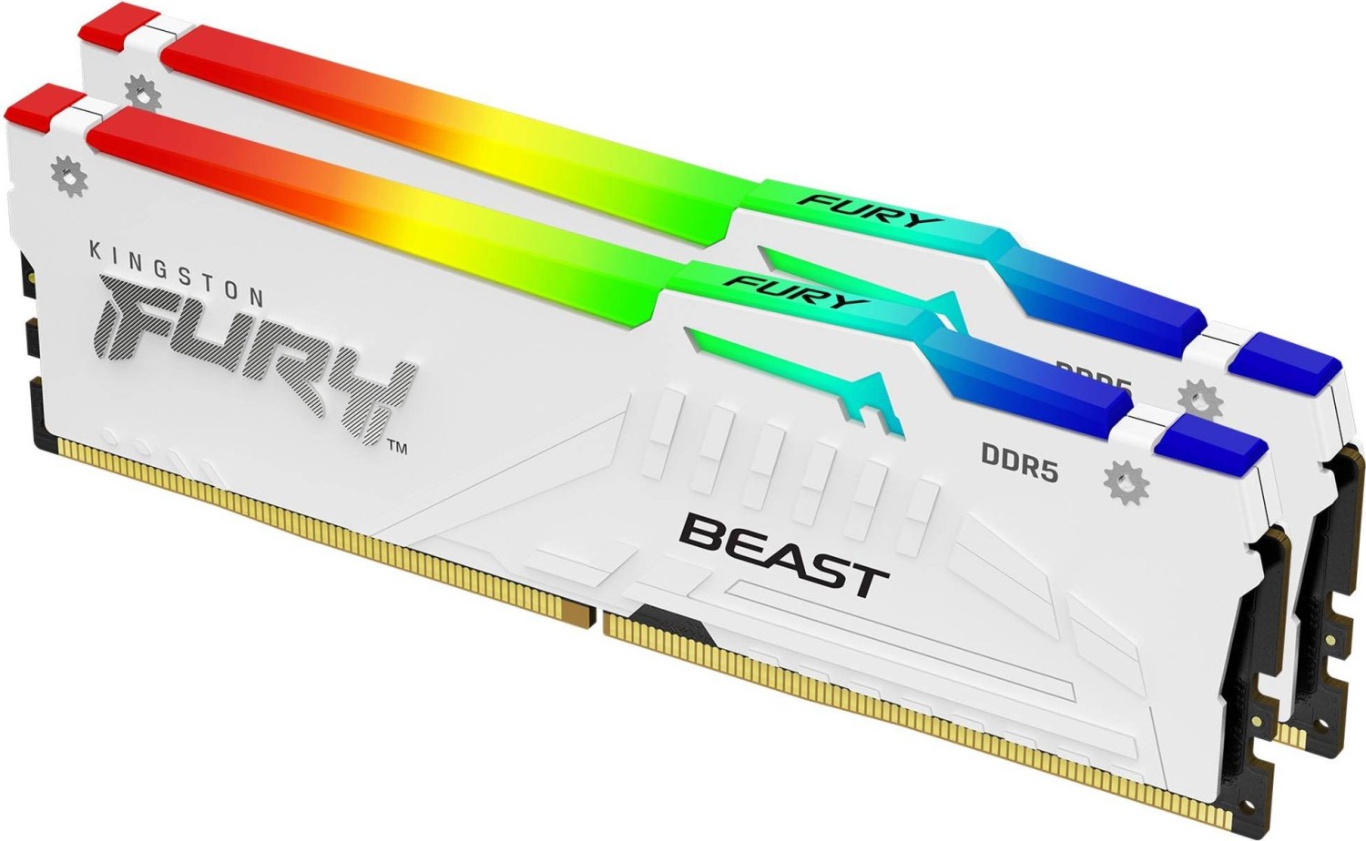 Kingston FURY Beast RGB weiß DIMM Kit 64GB, DDR5-6000, CL30-36-36