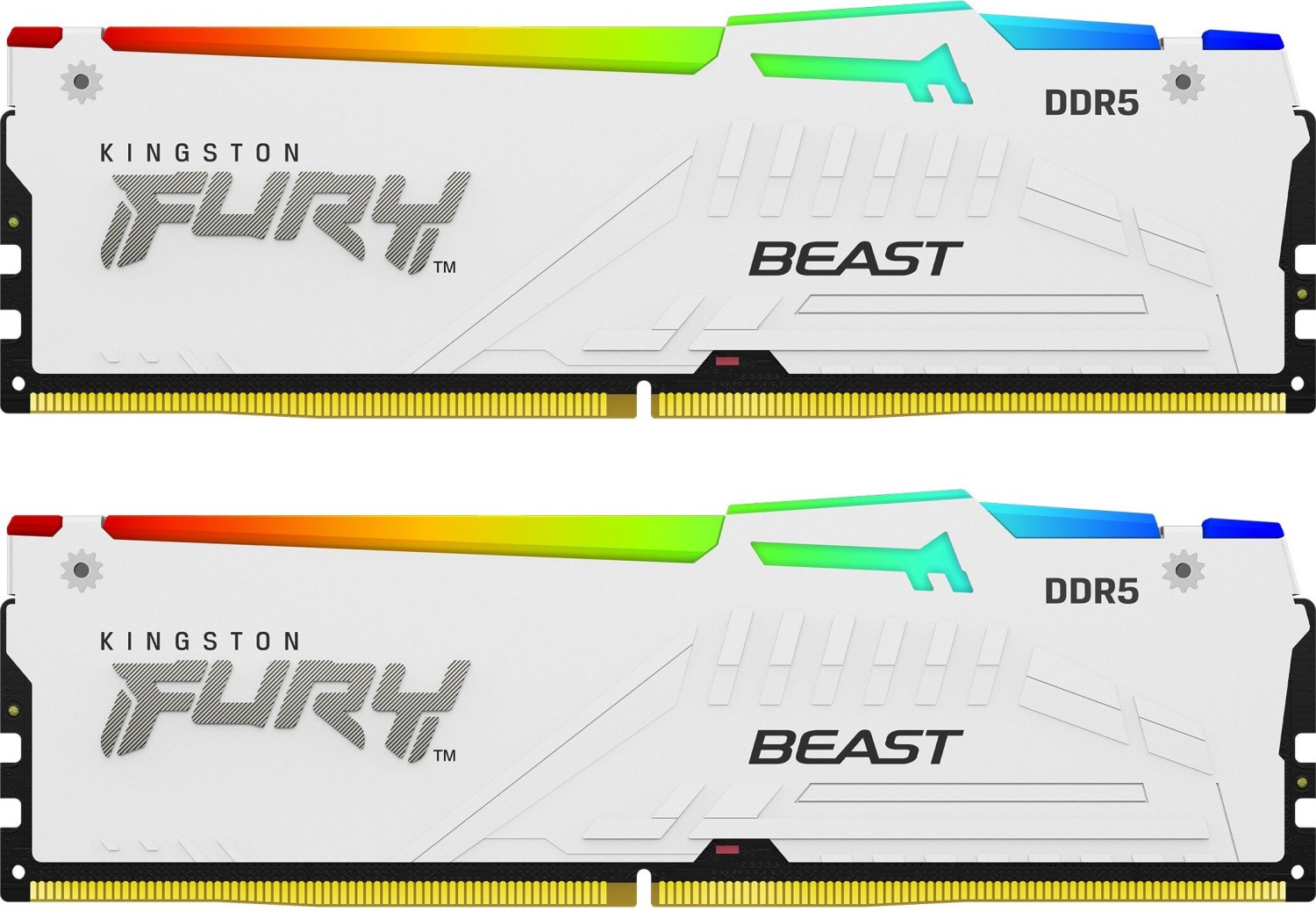 Kingston FURY Beast RGB weiß DIMM Kit 64GB, DDR5-6000, CL30-36-36