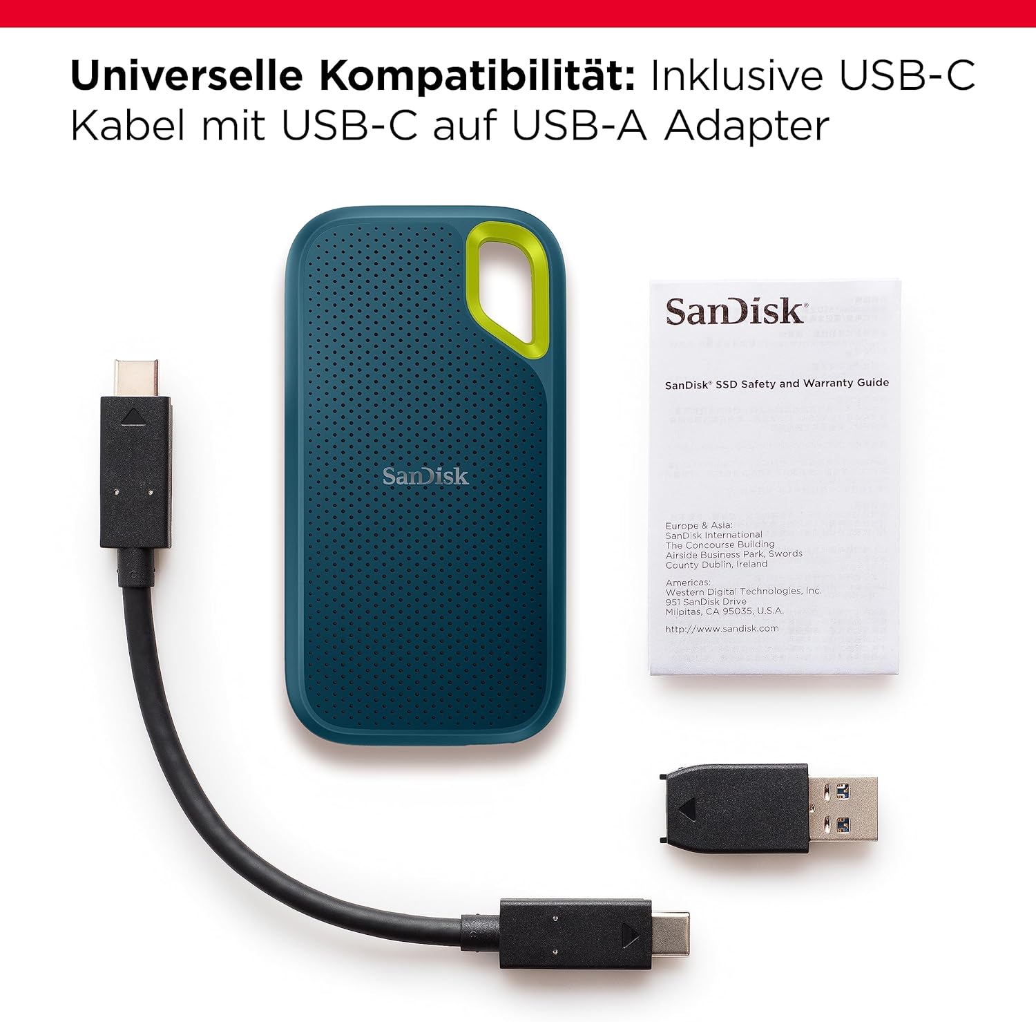 SanDisk Extreme Portable SSD V2, türkis, 2TB, USB-C 3.1