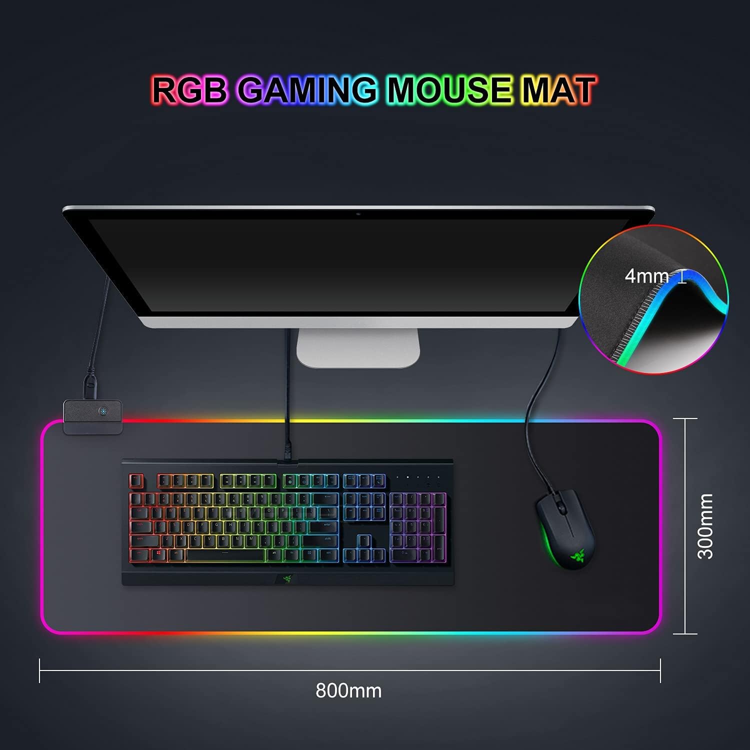 Realky RGB  800x300mm XXL Gaming Mousepad